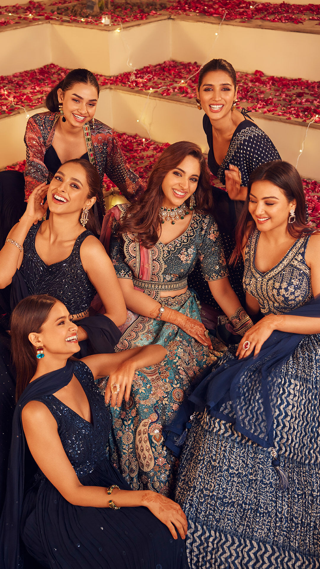 Indian bride and bridesmaid wearing traditional wears on wedding ceremony.